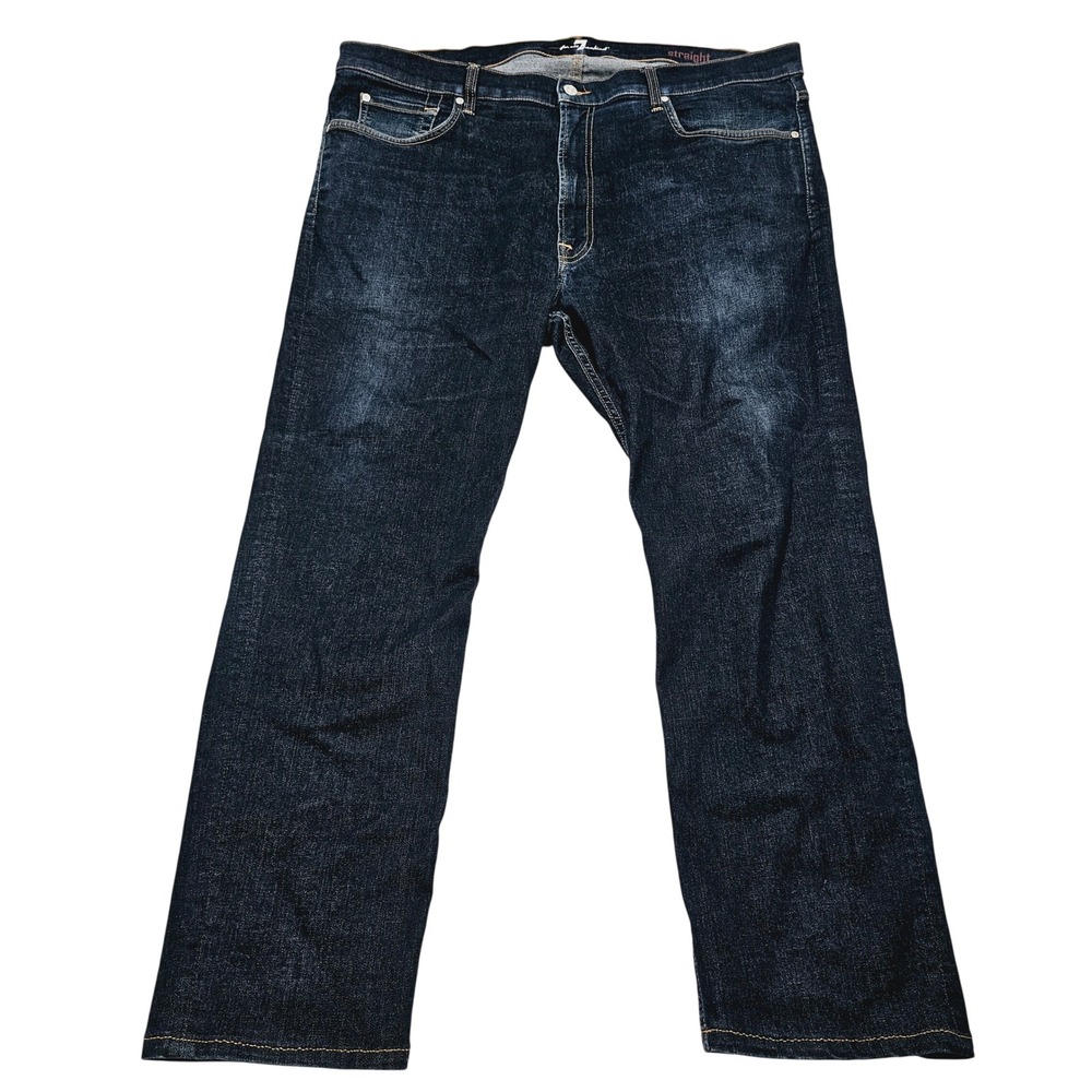 7 For All Mankind Straight Jeans Mens 43x29 Dark Wash Stretch Classic Casual